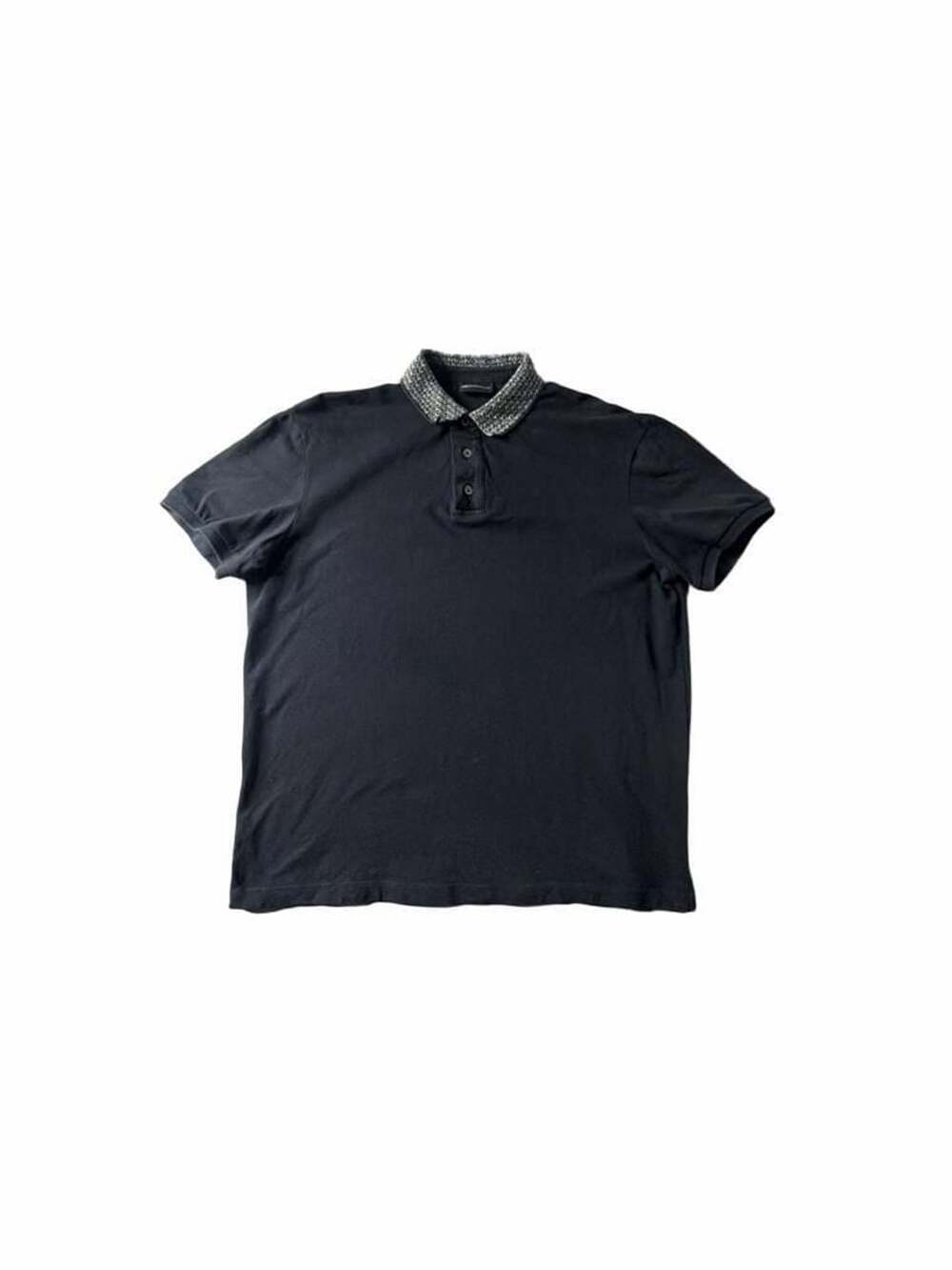 Emporio Armani Polo Shirt Size L Black Logo Collar Short Sleeve